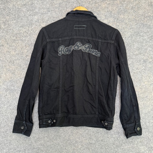 Rag & Bone x Playstation Trucker Jacket Adult XS Black Denim Embroidered Rare - Picture 3 of 14
